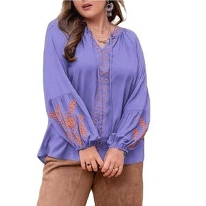 RusttyDustty NWT Womens Modern‎ Bohemian Crush Embroidered Top 2XL